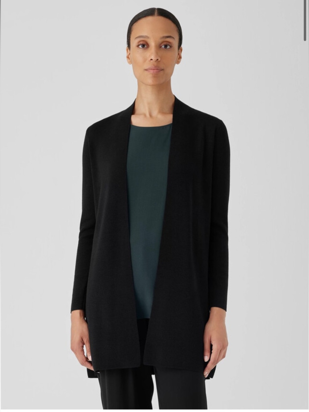 Eileen Fisher Black Fine Merino Cardigan